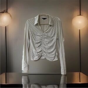 Vintage E By ECI Blouse Petite Medium Business Office Late 1990s Retro Striped